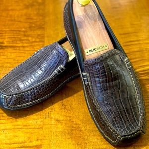 H.S. Trask Rover Crocodile Print Driving Loafer
